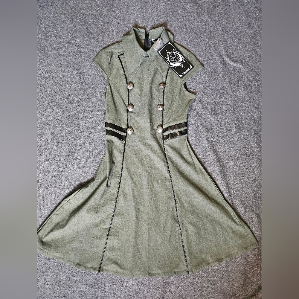 Killstar NWT military skater dress w/detachable tie